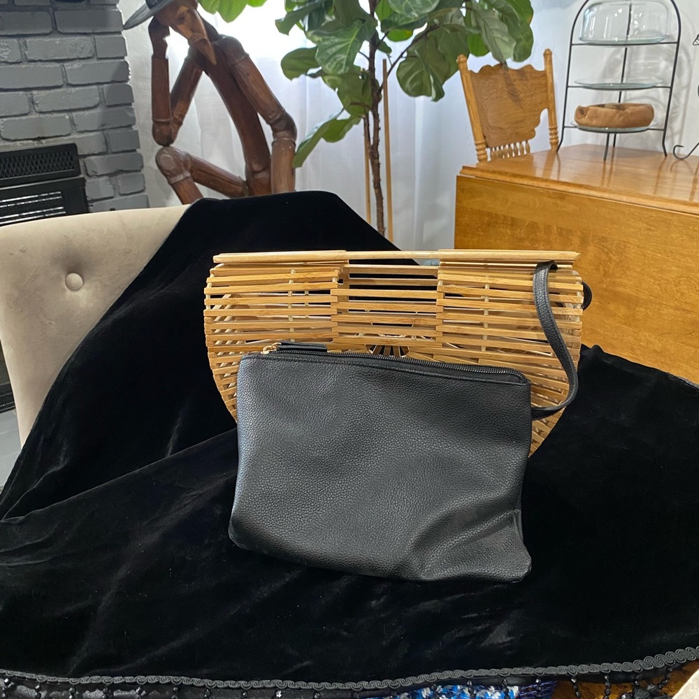 Bamboo clutch with black liner bag - Picture 2 of 5